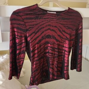 Y2K 90s Animal Print Shine Metallic Irridescent Goth Cropped Whimsigoth Top M